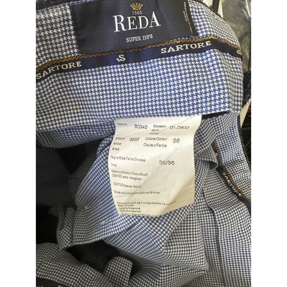 Sartore Textured Wool Pants Reda Super 110s Timeless Blue Cuffed Trouser Mens 36 - Picture 7 of 9